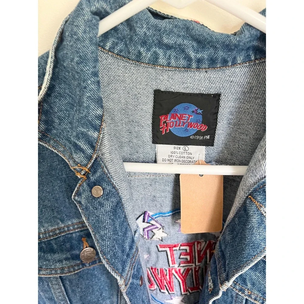 Vintage 1990s Planet Hollywood London Denim Patchwork Jacket‎